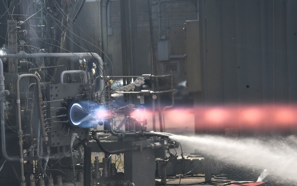 Rotating detonation rocket engine, or RDRE hot fire test at Marshall Space Flight Center.
Credits: NASA