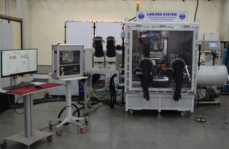 Prototype of Laser Additive Manufacturing System using Powder-fed Directed Energy Deposition (LAM-PF-DED) developed at RRCAT