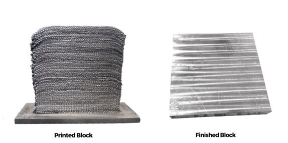 The Al 6061 block produced via FasTech’s Wire Arc Additive Manufacturing technology (Courtesy FasTech).