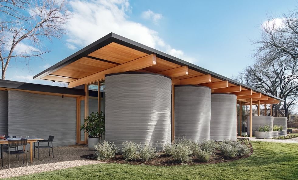 House Zero in Austin, Texas, is a 2,000-square-foot home that was built with 3D-printed concrete. Lake Flato Architects