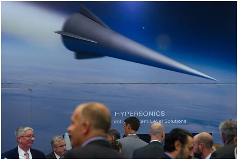 A hypersonics illustration is seen on the show floor Oct. 11, 2022, at the Association of the U.S. Army annual convention in Washington, D.C. (Colin Demarest/C4ISRNET)